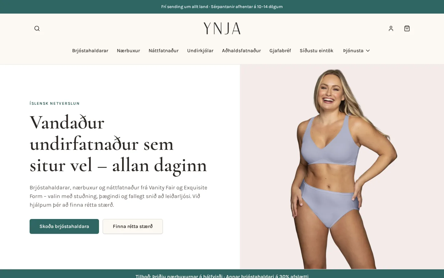 Vefverslun YNJA í tölvu og síma